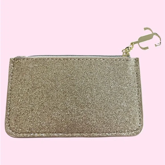 Jimmy Choo Parfums Gold Glitter Zip Coin Purse Pouch - Picture 3 of 3